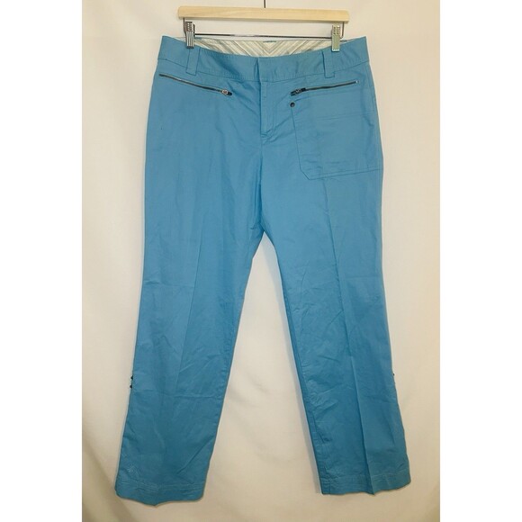 Athleta Convertible‎ Outdoor Hiking Pants Aqua Blue Pockets Women's 14 - Picture 1 of 16